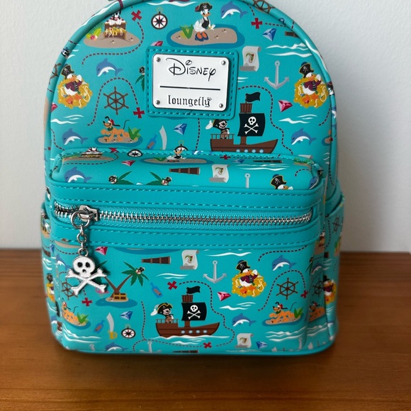 Loungefly Disney Sensational Pirates Characters Mini Backpack Teal One Size New - Picture 2 of 10